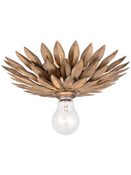Broche 11 inch Flush Mount Ceiling Light in Antique Gold.